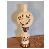 Vintage Cream Rose Floral Table Lamp