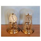 Antique Brass Mantel Clocks Under Glass Domes
