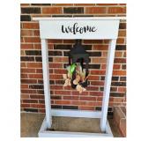 White Welcome Porch Sign with Lantern Hanger