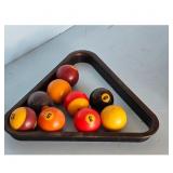 Vintage Billiard Pool Balls Set with Rack