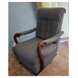 Vintage Blue Upholstered Rocker Recliner Armchair