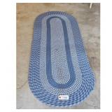 Oval Braided Blue and White Area Rug