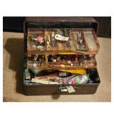 Vintage Fishing Tackle Box with Assorted Lures and