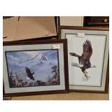 Framed Eagle Art Prints Lot of 2