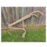Antique Single Wheel Walking Plow Farm Tool