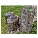 Lot of 3 Rustic Wooden Tree Stumps