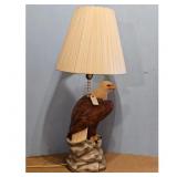 Vintage Bald Eagle Table Lamp with Pleated Shade