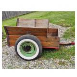 Vintage Wooden Utility Trailer with Red Trim and G