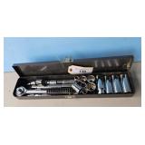 Vintage Socket Wrench Set with Metal Case
