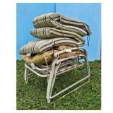 Patio Glider Chair Cushions Set Green Stripe