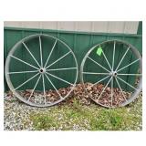 Lot of 2 Vintage Metal Wagon Wheels
