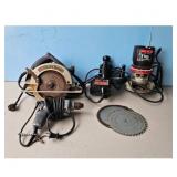 Black & Decker Circular Saw, Craftsman Router, Ski