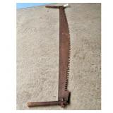 Vintage Two-Man Logging Saw with Wooden Handles