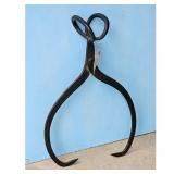 Vintage Black Cast Iron Fireplace Tongs Ice Tongs