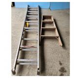 Kelly 16 ft. Aluminum Ladder & Wooden Step Stool L