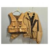 Ozark Trail Fishing Vest & Jacket Set Tan Mens Siz
