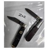2-OLDER BROKER DOUBLE BLADED POCKET KNIVES