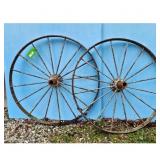 Antique Metal Wagon Wheels Set of 2