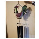 Rooster Wind Chime Metal Garden Decor