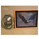 Framed Eagle and American Flag Art Print & Moose W