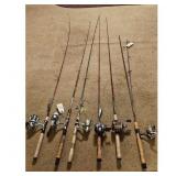 Lot of 6 Fishing Rods and Reels