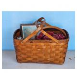Vintage Woven Basket Set with Decorative Apples an