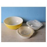Yellow Pyrex Mixing Bowl/White Fire King