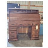 Vintage Roll Top Desk with Hutch and Drawers