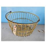 Vintage Yellow Wire Egg Basket with Handle