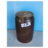 Vintage Brown Stoneware Crock Jar with Lid