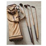 Vintage Golf Club Set with Canvas Bag