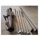 Vintage Golf Club Set with Leather Bag