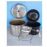 Vintage Canning Pot Set with Strainer and Wooden S