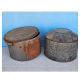 Vintage Galvanized Metal Tin Canister Lot with Lid