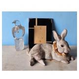 Vintage Crystal Eagle Figurine & Decorative Rabbit