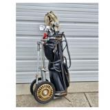 Vintage Golf Club Set with Bag and Cart