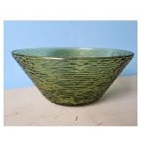 Vintage Textured Green Glass Bowl
