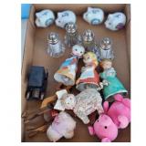 Vintage Ceramic Piggy Bank Figurines & Salt Shaker