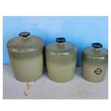 Vintage Green Canister Set 3 pcs Kitchen Storage J
