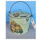 Vintage Tin Litho Bucket with Childrens Storybook