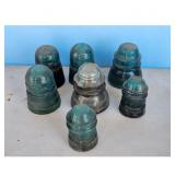 Lot of 7 Vintage Glass Electrical Insulators