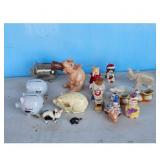 Lot of Ceramic and Metal Piggy Banks and Animal Fi