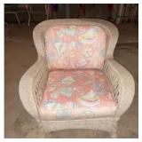 Off-white Wicker Armchair Seashell Cushion Coral