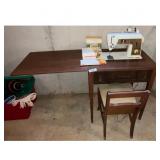 Singer Sewing Machine Wood Table Chair