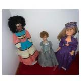Three Dolls Striped Dress Afro Wig Purple Hat