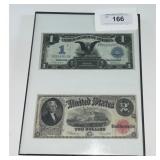 $1 Silver Certificate & 1928 $2 US Note Set