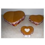 Longaberger Heart Storage Baskets Set of 3