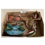 Decorative Figurines Bird Waterfall Fishing Scene