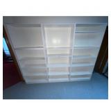 White Three-Section Bookshelf Unit