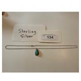 Sterling Silver Turquoise Teardrop Necklace